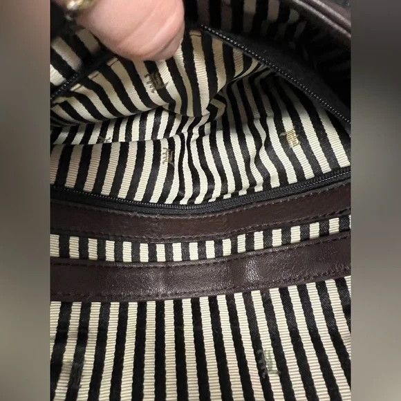 L.A.M.B. Dorset Chocolate Brown Leather Clutch with Faux Snakeskin - Picture 10 of 14